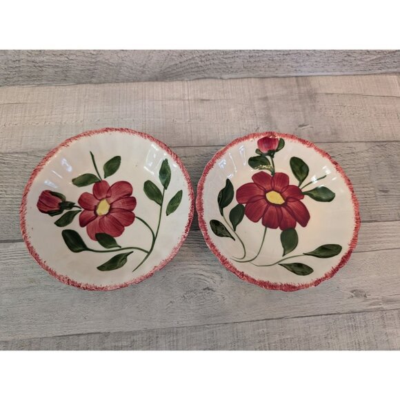 Blue Ridge Southern Pottery Nocturne Hand-Painted Floral Dessert Bowls Set Of 2 - Picture 1 of 5